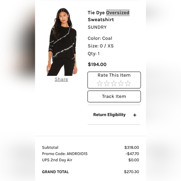 Sundry oversized sweatshirt and yoga pants size 0 sets. - Picture 8 of 9